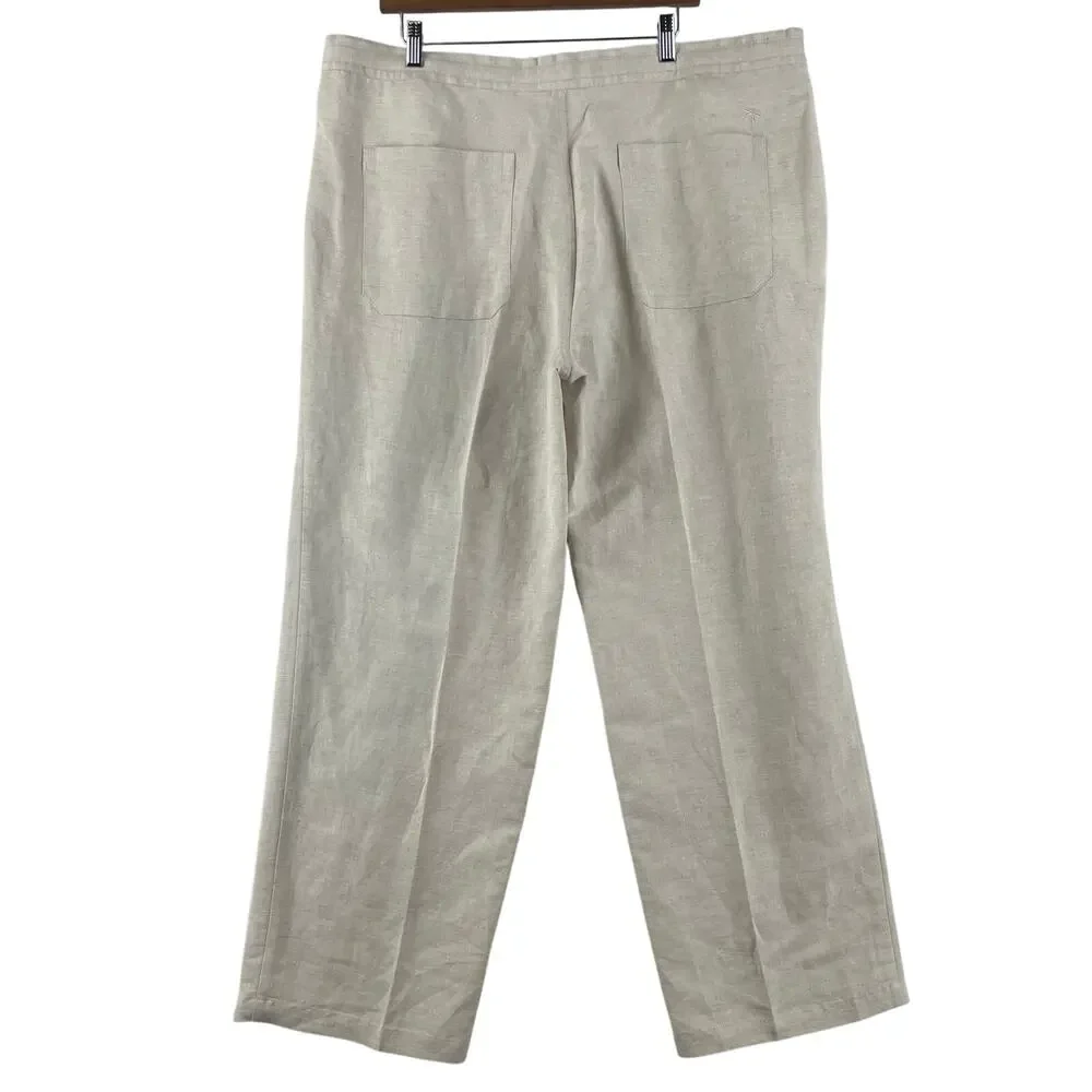 Havana Shirt Co Mens Drawstring Linen Beach Pants SZ XL 40/42 Natural Beige